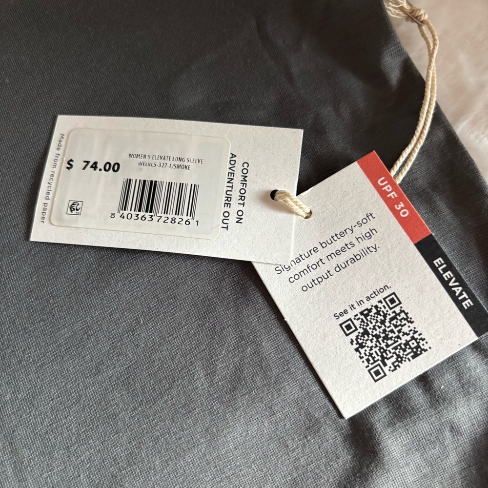 FREE FLY Women's Elevate Long Sleeve Tee Size L in Smoke Gray NWT - Picture 6 of 12